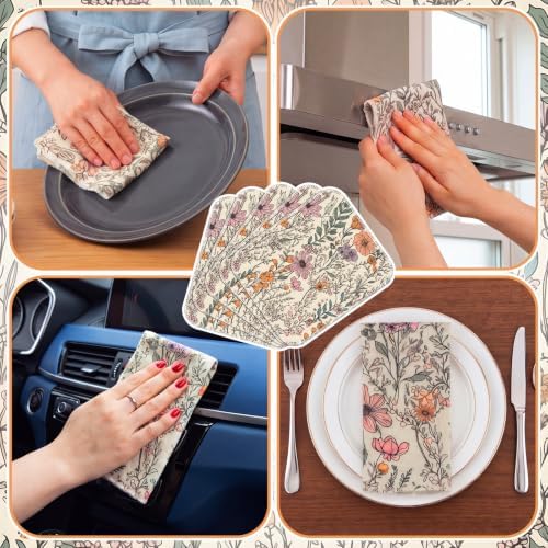 36 Pack Reusable Kitchen Cloths Cotton Towels, Cute Wildflower - Image 5