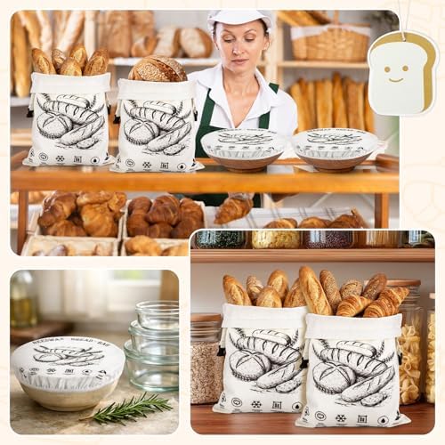 Booson 5 Pcs Beeswax Bread Bags XL(13x17in) Reusable with Bowl Covers Set - Image 7