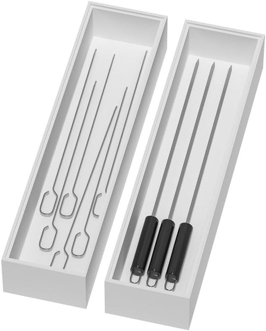 Lixple Bamboo Kitchen Drawer Organizer, 2 Pack, 12" x 3" x 2", White by Lixple
