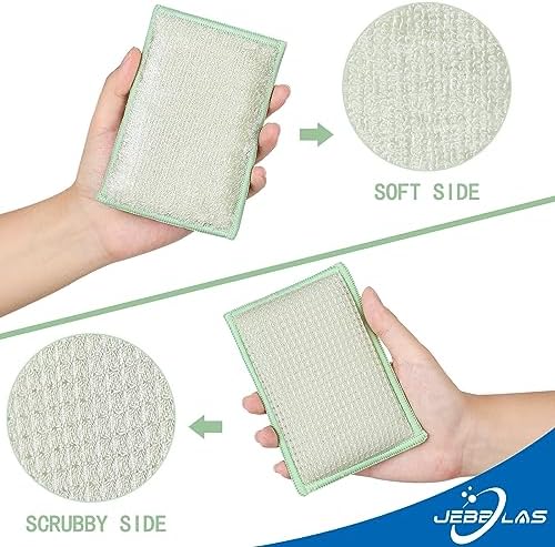 JEBBLAS Bamboo Natural Absorbent Sponges Kitchen Cleaning Sponges Reusable Dish Washing Sponges Beige (8 Pack) - Image 5