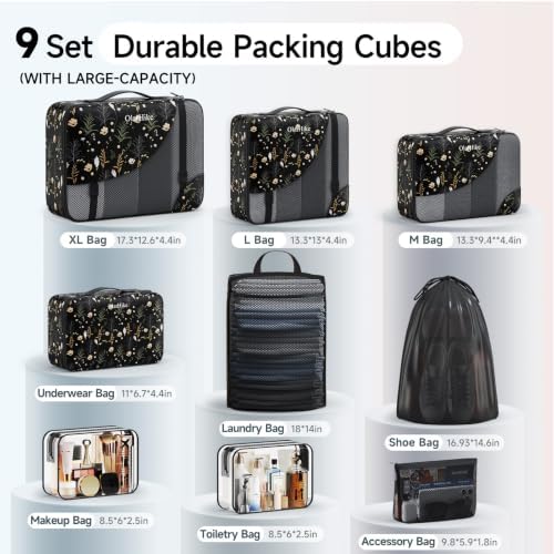 OlarHike 9 Set Packing Cubes for Travel,Gifts for Women Mom,Anti-Tearing Suitcase Organizer,with Over 1000 pcs Mesh Holes,Vacation Essentials & Accessories for Cruise Ship - Image 2
