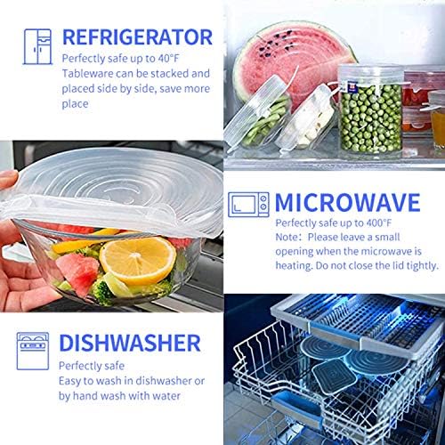 Silicone Stretch Lids, 18 Pack Reusable Silicone Lids, Silicone Bowl Covers, 6 Sizes Silicone Covers Apply to Food Container, for Freezer & Microwave - Image 3