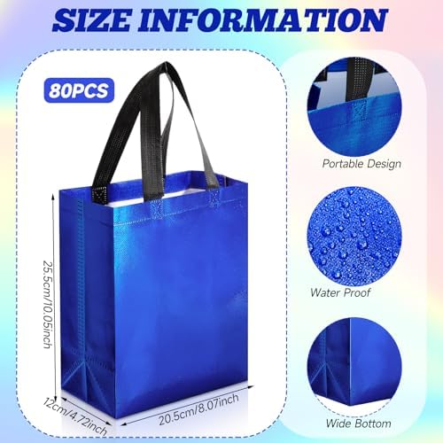 Eccliy 80 Pcs Reusable Gift Bags, Medium, Blue - Image 5