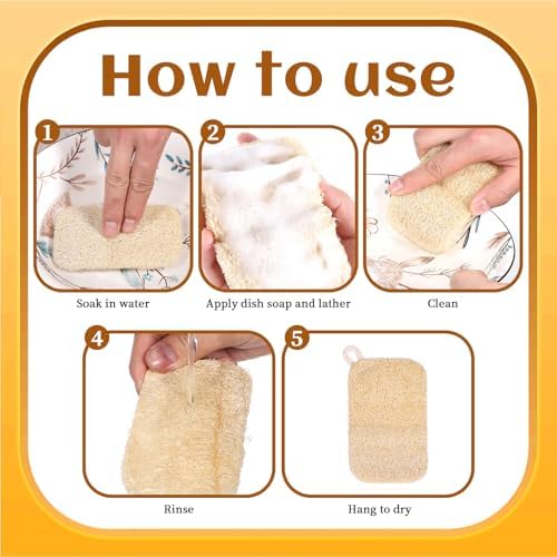 6 PCS Loofah Dish Sponge, Compostable Natural Sponges for Dishes, Natural Loofah Sponge for Kitchen - Image 6