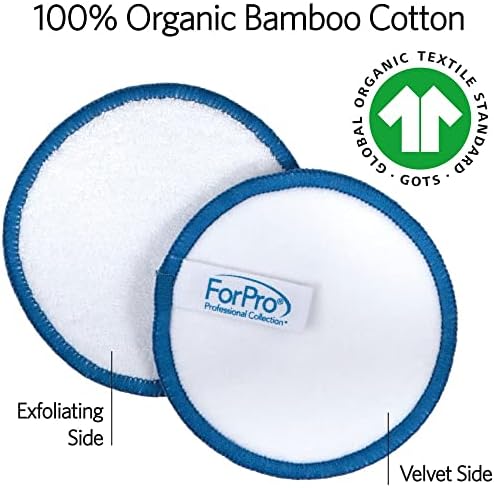 ForPro Professional Collection Expert Reusable Cotton Rounds (20 Pack), 100% Organic and Bamboo Makeup Remover Pads, Includes Drawstring Laundry Bag and Storage Container - Image 3