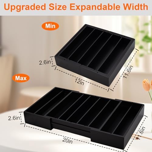 MinBoo Bamboo Drawer Organizer - Expandable K Cup & Pods Holder, Coffee Pod Storage, Tea Organizer, Versatile Kitchen Accessory Organization and Storage，Black - Image 2