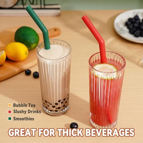 NiHome 6 PCS Extra Wide Reusable Bent Silicone Straws for Boba & Smoothies - Image 2