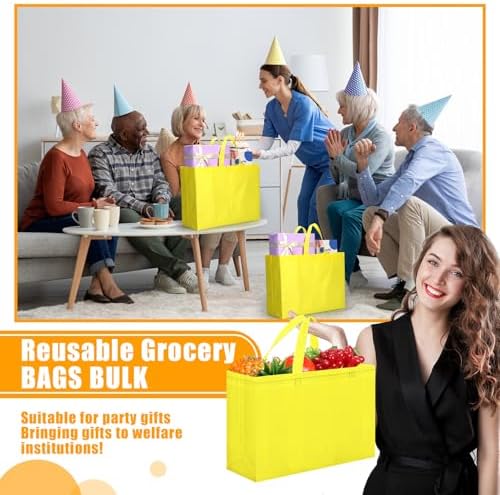 Windyun Reusable Grocery Bags Large Non Woven Shopping Bags with Handles Foldable Portable Tote, 16x6x12 Inch - Image 5