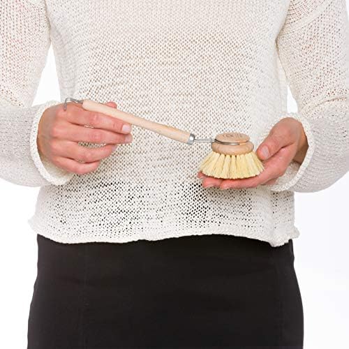 Redecker Dish Brush, Tampico Fiber, 2 Inch Round, Single – Wooden Dish Scrub Brush for Dishes & Cookware, Untreated Beechwood, Made in Germany (Pack of 2) - Image 3