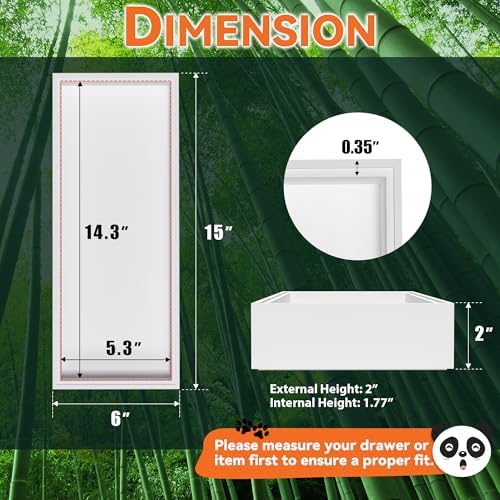 Lixple Bamboo Kitchen Drawer Organizer, 2 Pack, 15" x 6" x 2", White - Image 2