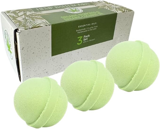 Organic Bath Bombs with Essential Oils, 3 Pack, Handmade in USA (Recover - Eucalyptus, Peppermint)