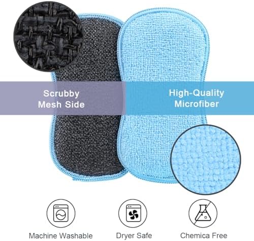 HOMEXCEL Dish Sponge 6 Pack, Microfiber Kitchen Sponges for Cleaning - Image 2