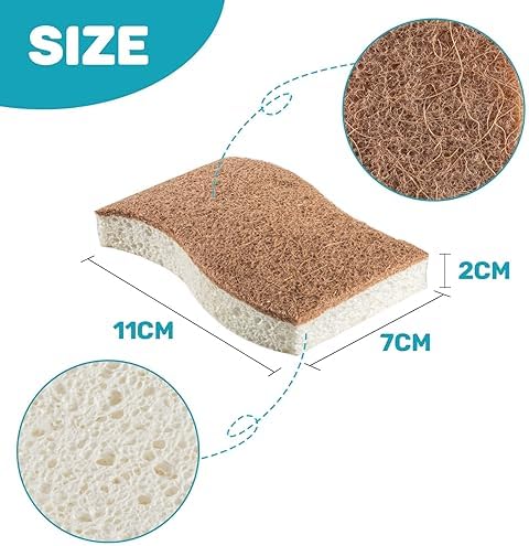 MAQIHAN 10PCS Natural Sponges for Dishes - Biodegradable Sponges Kitchen Eco Friendly Dish Sponge Non-Scratch Sponges for Cleaning Kitchen - Image 2