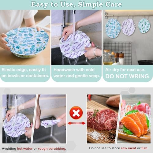 5Pcs Reusable Beeswax Elastic Bowl Covers for Bread Proofing and Food Cover - Image 6