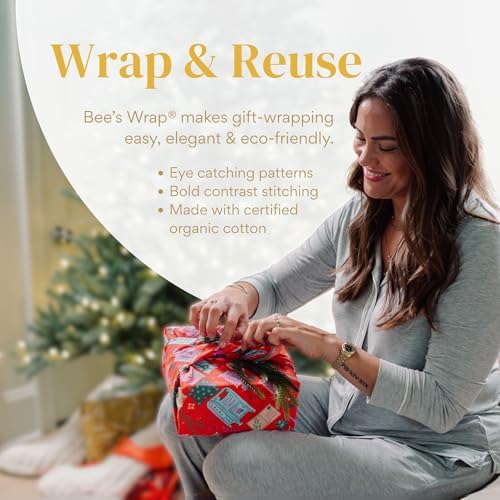 Bee's Wrap Furoshiki Gift Wrap, 4 Pack - Mustard Honeycomb - Image 7