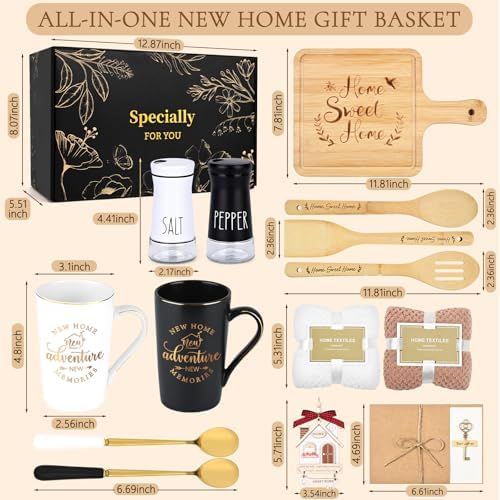 Maustic House Warming Gifts New Home, 14 Pcs New House Gift Basket, Housewarming Present for Homeowners Couples Women, Closing Gifts for Home Buyers - Image 3