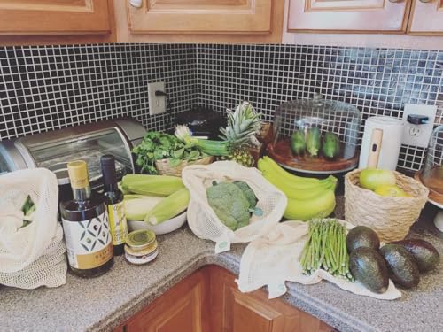 Reusable Mesh Produce Bags made from 100% Organic Cotton - 12"x10", Perfect Reusable Net Vegetable Bags - Washable Fruit, Vegetable & Produce Sacks (3 Medium) - Image 6