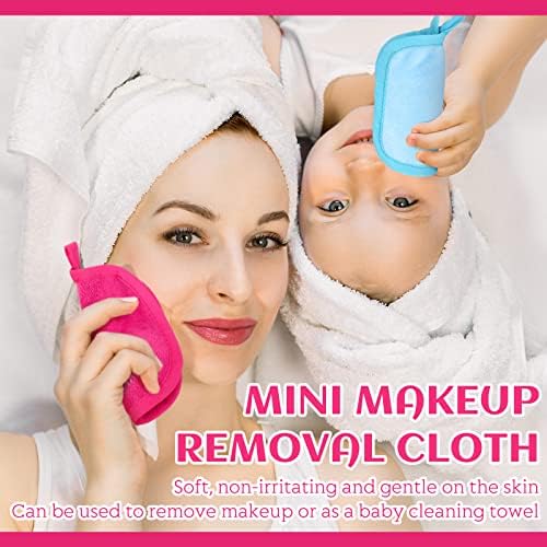 Queekay 48 Pcs Makeup Remover Cloths Reusable Washable Remover Pads Soft Microfiber Face Towels Facial Cleansing Cloths for Face Hand Eye Lips Bathroom Gift for Women 5 x 5 Inch(Multicolor) - Image 4