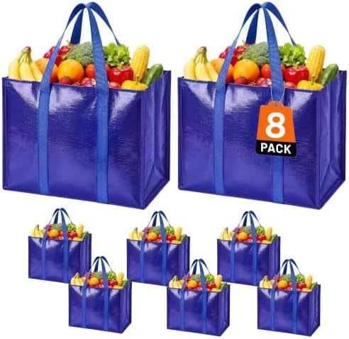Reusable Grocery Bags, Waterproof & Foldable Shopping Bags Stand Upright by WiseLife