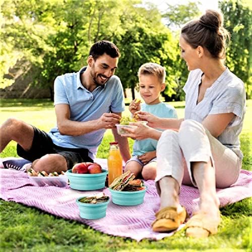 Collapsible Bowls with Lids for Camping, Rv Accessories for inside Kitchen Storage Containers, Camper Must Haves Organization and Storage Food Container for Travel Trailer Space Saving Blue - Image 6