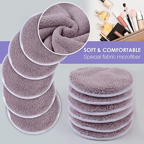 SUNLAND Reusable Makeup Remover Pads,Round 3.15inch,16 Pack,Darkpurple - Image 3