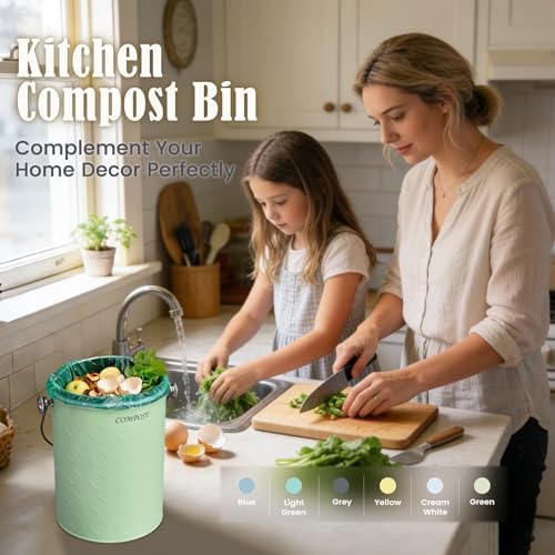 AOSION Countertop Compost Bin Kitchen,Odorless Indoor Compost Bin with Lid - Image 3