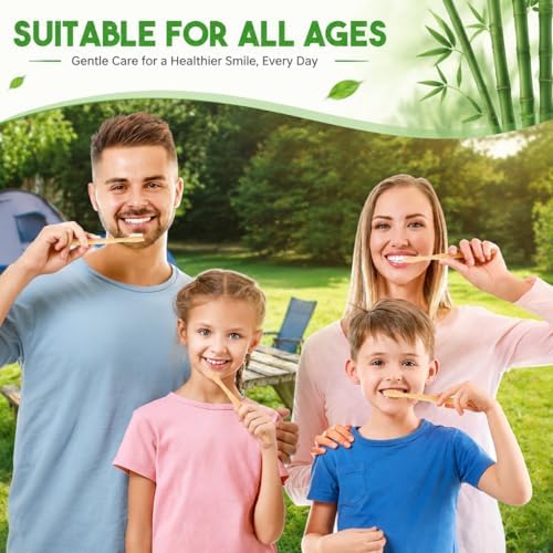 B Rush® 72Pack Bamboo Prepasted Toothbrush, Individually Wrapped Mini Travel Toothbrush with Pre-Pasted Mint Gel, Biodegradable Eco-Friendly Disposable Toothbrushes Travel Set for Adults & Kids - Image 6