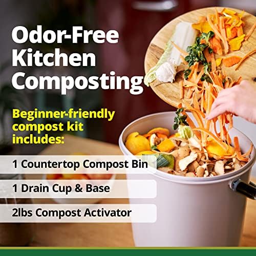 TeraGanix Bokashi Compost Starter Kit, Essential Bucket + Base, Indoor Composting, 15.3L (4gal) Capacity, Airtight, Odor & Pest-Free, Includes Bokashi Rice Bran & Liquid Collection Base, (Black) - Image 2