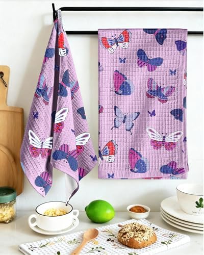 Miss Adola 370GSM Cotton Waffle Kitchen Towels, Butterfly - Image 5