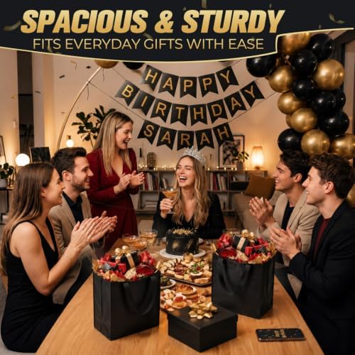 Eccliy 105 Pcs Reusable Gift Bags, Medium, Black - Image 5