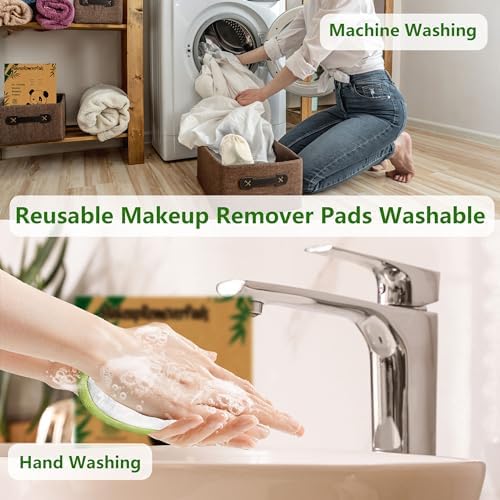 20 Pack Reusable Makeup Remover Face Pads with Laundry Bag Washable Soft and Comfortable Cleaning Face Skin,Washable Bamboo Cotton Rounds (White) - Image 6