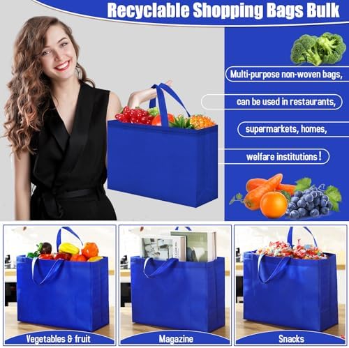 Windyun Reusable Grocery Bags Large Non Woven Shopping Bags with Handles Foldable Portable Tote, 16x6x12 Inch - Image 4