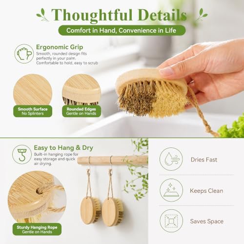 DEBETOOL 2-Pack Bamboo Vegetable Brush Scrubber for Food - Image 7