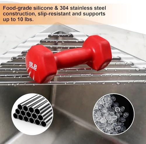 Sink Caddy Sponge Holder for Kitchen Sink, Small Dish Drainer for Kitchen Counter, Triangle Sink Brush Drainer Rack, Collapsible Dishes Drying Rack Over Sinks, Dishrack Utensil Holder Dryer White - Image 4