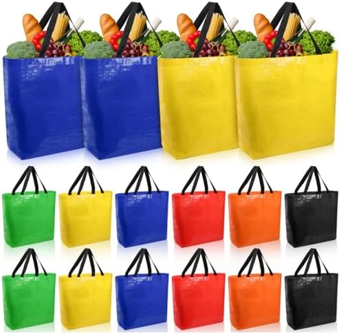 12 Pieces Reusable Grocery Bags, XL Heavy Duty Plastic Shopping Bag by Nagpew