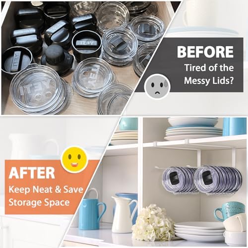 2 Pack Tumbler Lid Organizer, Versatile Tumbler Storage Holds 20 Lids White - Image 5