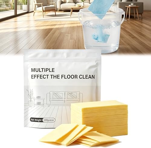 100 Piece Floor Cleaning Tablets Multi-Surface Cleaner, Floor Cleaning Tablets Sheets, Water Soluble Floor Cleaner for Hardwood, Laminate Floors, Wall Tiles, Glass Mopping (Yellow, 200PCS) by UUJQAC