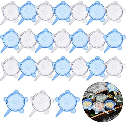 Patelai 24 Pieces Silicone Stretch Can Lids Reusable Expandable Jar Lid Soda Beer Cans Round Elastic Container Food Storage Covers for Mug Cup Small Bowl Fruits Vegetables Storage by Patelai