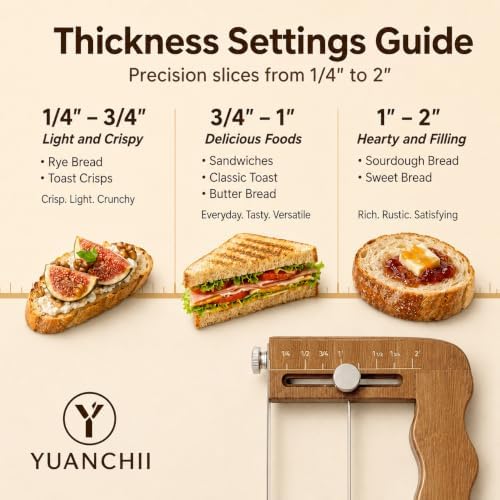 Adjustable Bread Slicer,Bread Knife For Homemade Bread,Bread Cutter for Sourdough Starter Kit,Sourdough Bread Knife with Serrated Stainless Steel Blade&Precision Thickness Guide,Gift For Bakers - Image 3