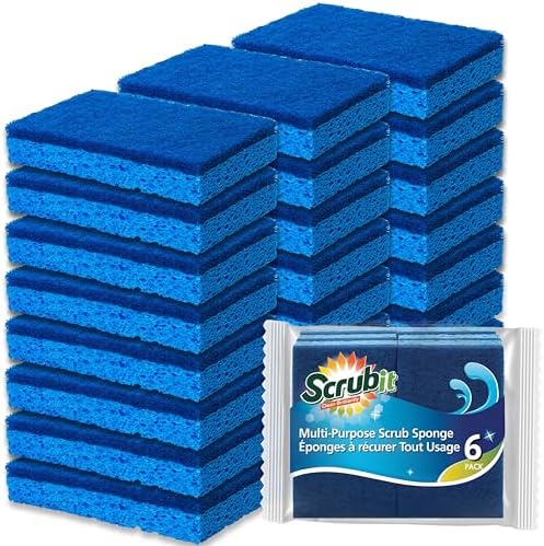 Scrubit Non-Scratch Cleaning Scrub Sponges- Scrubbing Dish Sponge Ideal for Washing Kitchen,Dishes, Bathroom &More – Dishwashing Sponge Along with A Thought Scrubber – 24 sponges by SCRUBIT