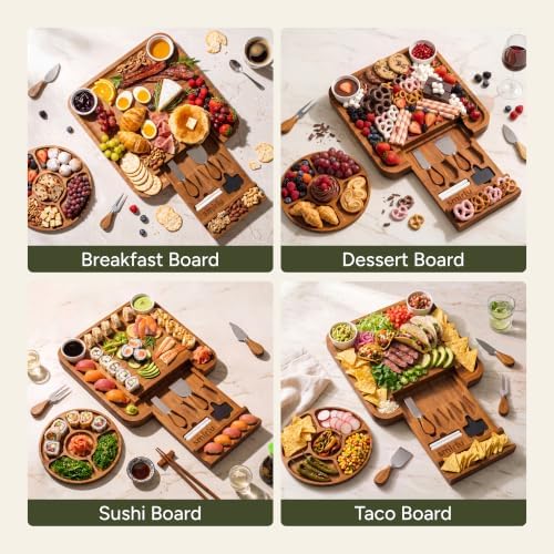 SMIRLY Charcuterie Board Set with Serving Accessories, Bamboo Brown - Image 5
