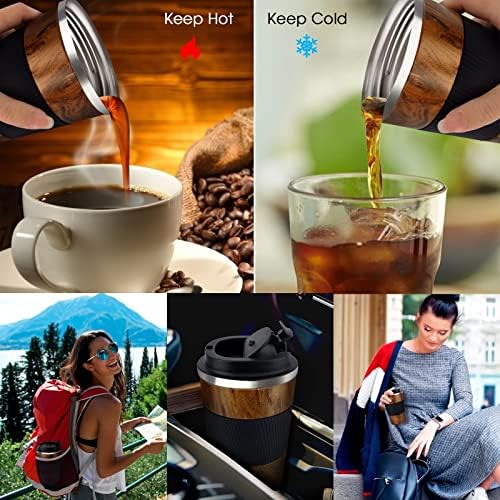 KETIEE Travel Mug, 12oz Insulated Coffee Cup with Leakproof Lid, Vacuum Stainless Steel Double-Wall Travel Coffee Mug Spill Proof, Reusable Travel Tumbler for Men and Women for Hot Cold Water - Image 4