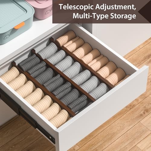 DUCOO 4 PCS Drawer Divider, 17"-22" Adjustable Bamboo Drawer Dividers Organizers, 2.3" High Expandable Separators for Kitchen, Clothes, Dressers, Home, Office, Mocha - Image 5