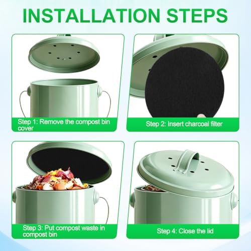 (12 Pack) Kitchen Compost Bin Replacement Charcoal Filters 6.7 Inch Diamete - Image 5