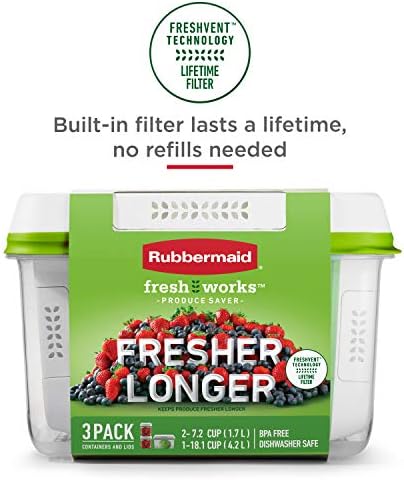 Rubbermaid FreshWorks Produce Saver, Medium Produce Storage Containers, 2 Pack - Image 4