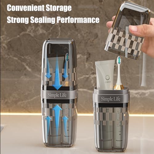 Travel Toothbrush Cup, Toothbrush Holder with Cover, Portable Travel Toothbrush Holder, Toothbrush Case and Carrier for Bathroom School Business Trip (Black) - Image 3
