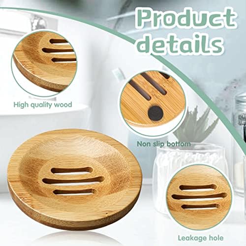12 Pack Bamboo Soap Dishes, Round Soap Holders for Bathroom Or Kitchen - Image 4