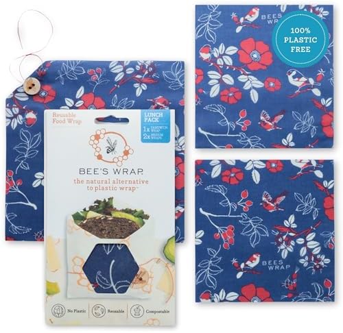 Bee's Wrap Beeswax Food Wraps, 2 Medium & Sandwich Pack - Botanical by BeesWrap