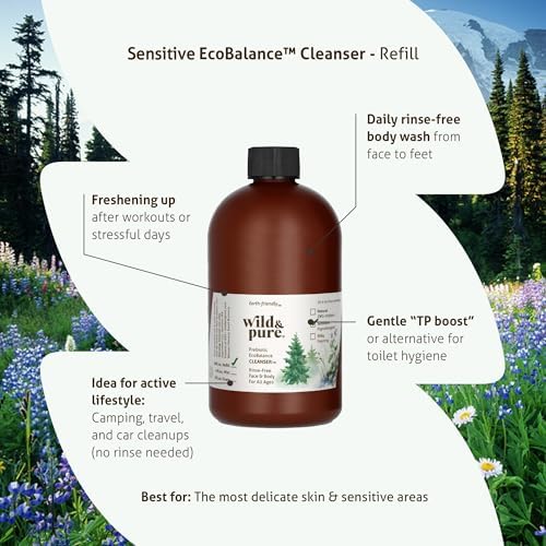 Wild & Pure Sensitive Skin Body Wash Refill (18oz) for Foamers/Spray | Cleanser, Deodorizer, Moisturizer for Face, Hands, Body | pH-Balanced, Microbiome-Friendly | EcoBalance Refillable Skincare - Image 3