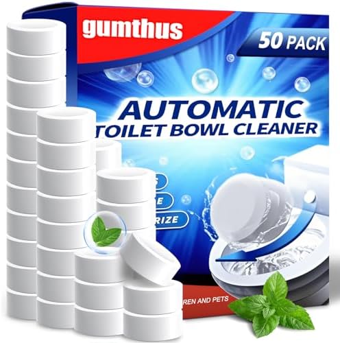 Automatic Toilet Bowl Cleaner Tablets, 50 Pack - Bleach Formula, Descale & Deodorize - Tank Drop-In Tablets for Tough Stain & Limescale Removal, Fresh Scent, Septic Safe, Works with Most Toilets-like by Unknown